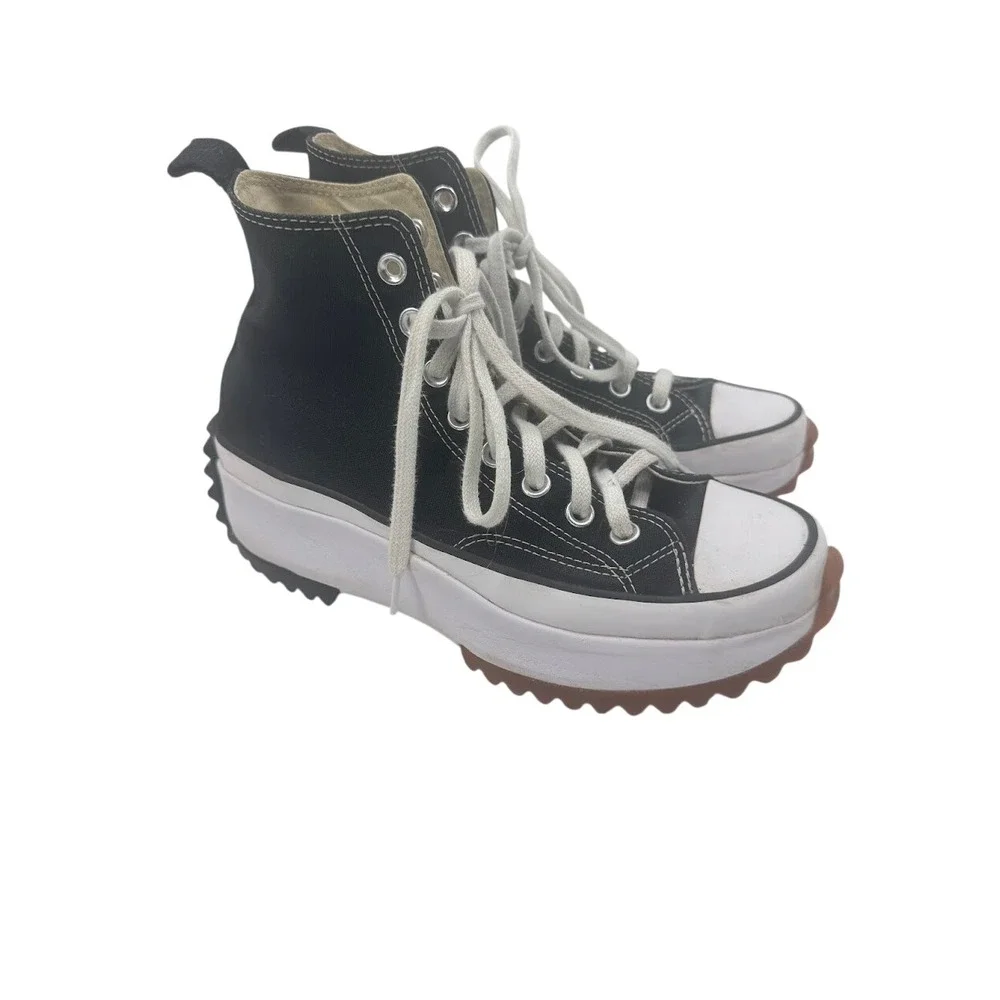 Converse Run Star Hike High Top Platform Sneakers Black White Mens 7 W 8.5 - Picture 4 of 10
